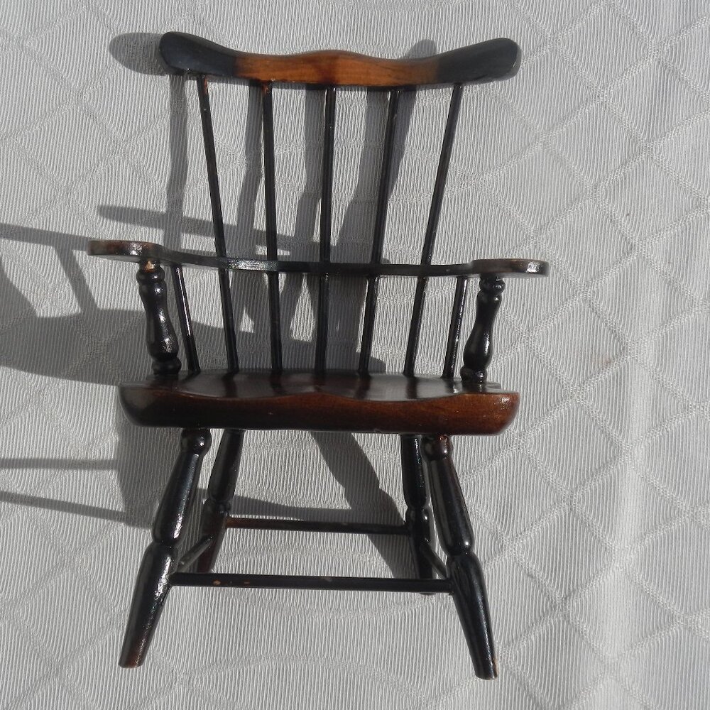 Antique wooden doll chair H 9"